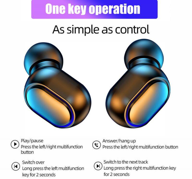 TWS True Wireless Waterproof Sports Headphone Bluetooth-compatible 5.0 Earbuds In Ear Earphone Built-in Mic Charging Case