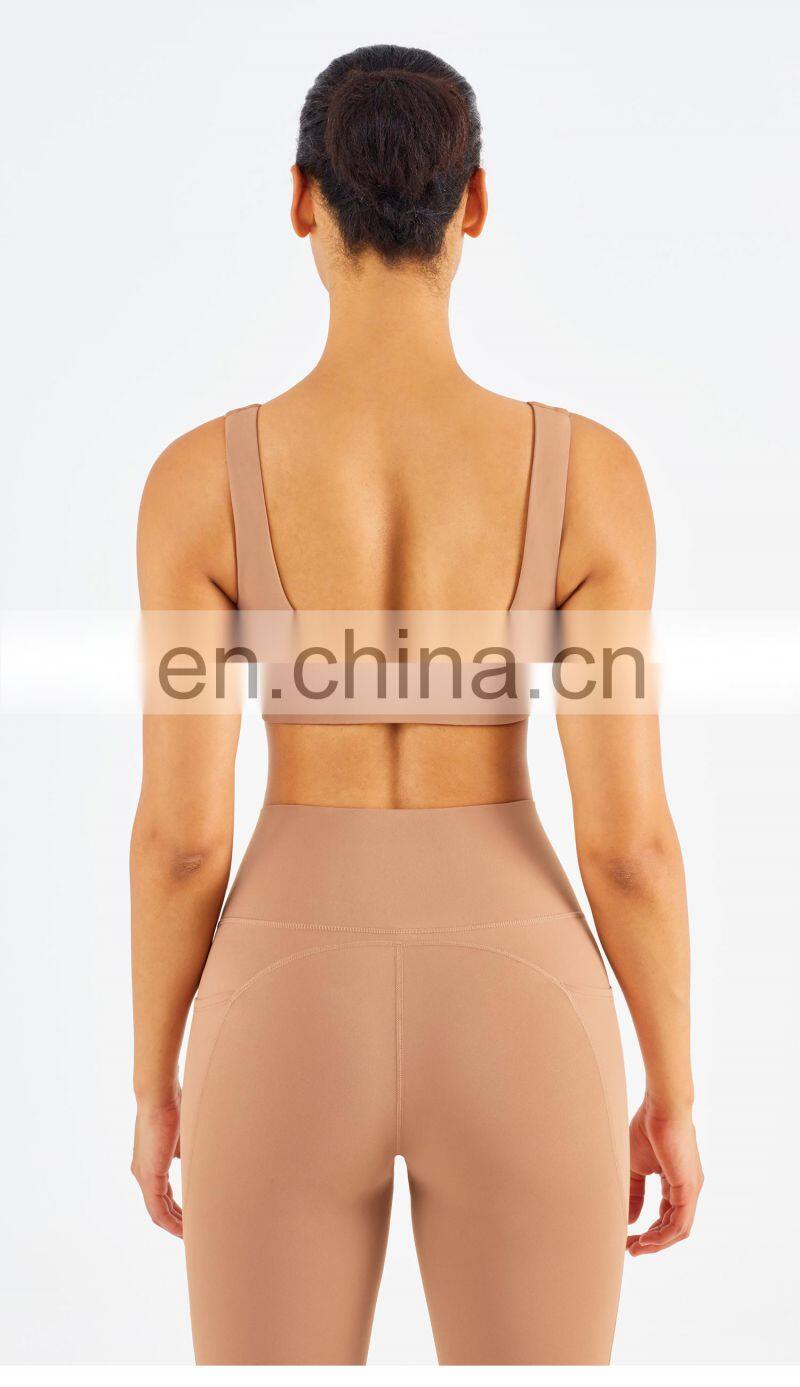 US Size High Stretch Yoga Bra Full Cover Fitness Sexy Woman Sports Bra Top Fitness Square Neck