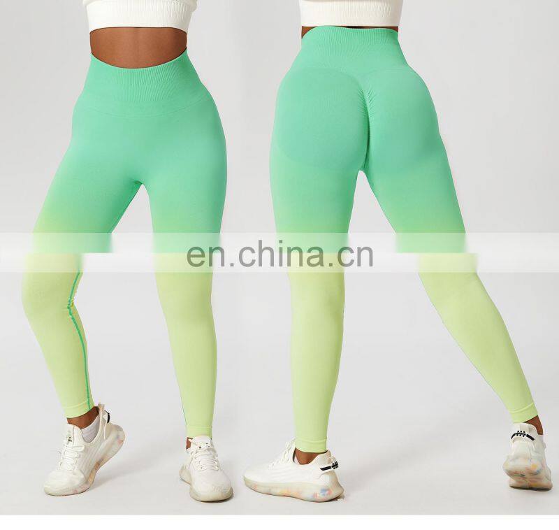 Seamless Contrasting Colors Scrunch Butt Sports Leggings Custom High Waist Yoga Pants