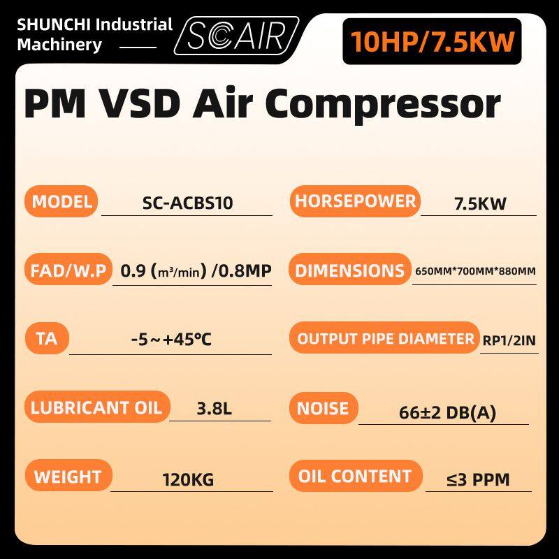 英文版 10匹空壓機(jī) 參數(shù)