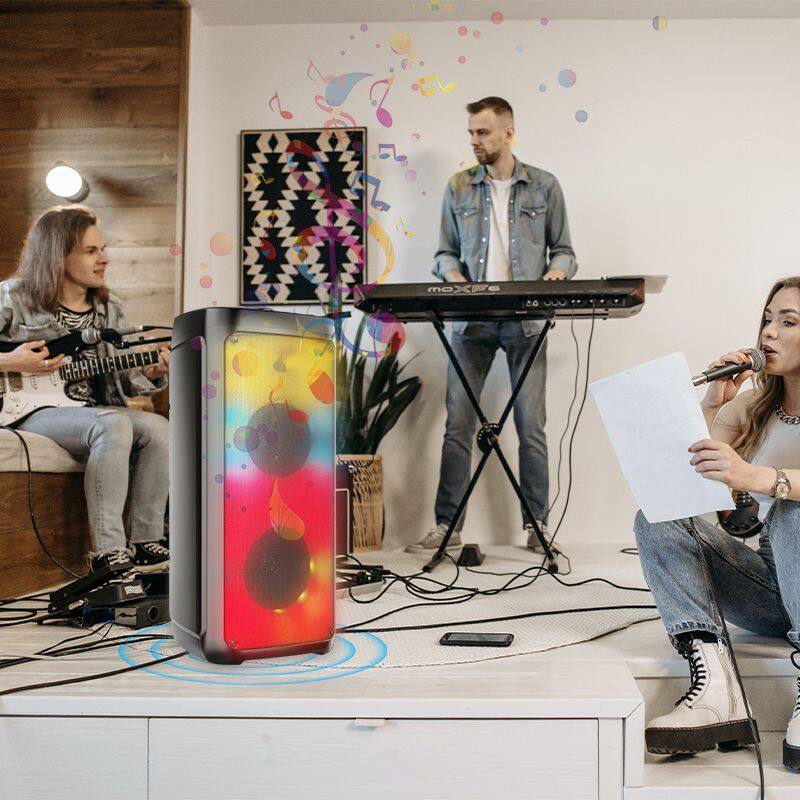 ZQS8215 Karaoke deep bass 40W power dual 8 inch speaker wireless party speaker for outdoor