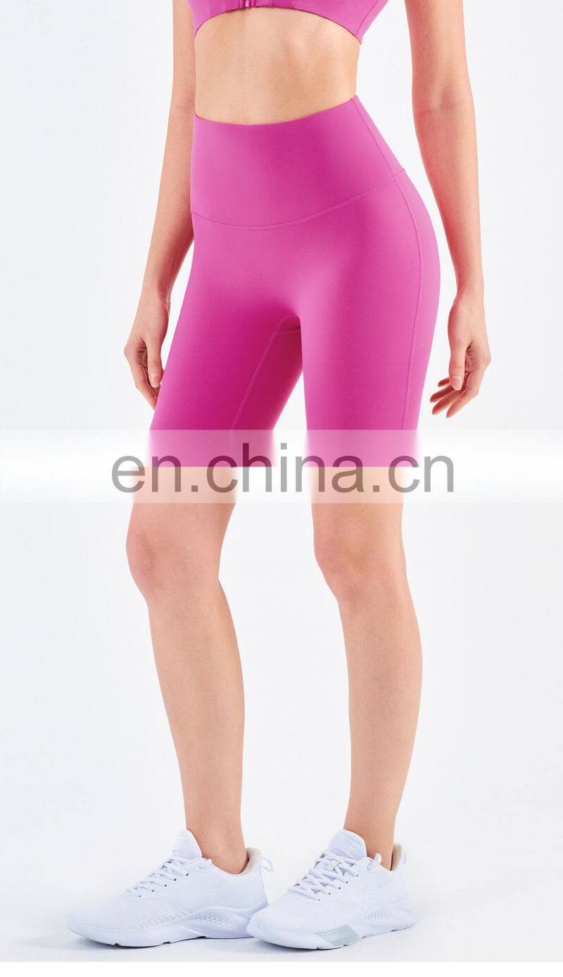 High Waisted Yoga Shorts For Women Without T Line Elastic Sport Fitness Biker Shorts