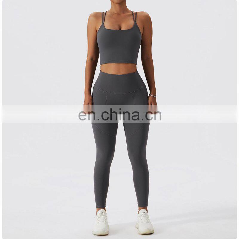 Winter Warm Fleece Yoga Fitness Leggings With Pockets Tiktok Curved Stitching Sports Pants