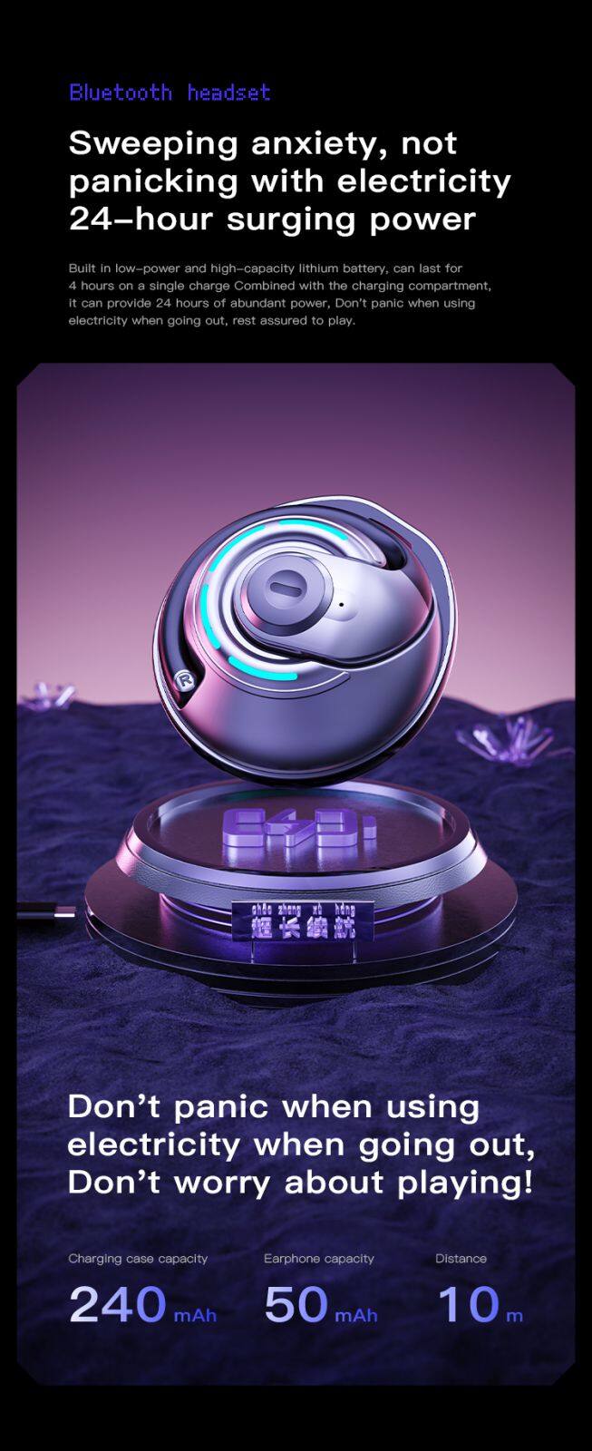 Bluetooth 5.3 waterproof IPX7 Earbuds earphones sport wireless earbuds with carabiner dust protection ear hook Ear clip