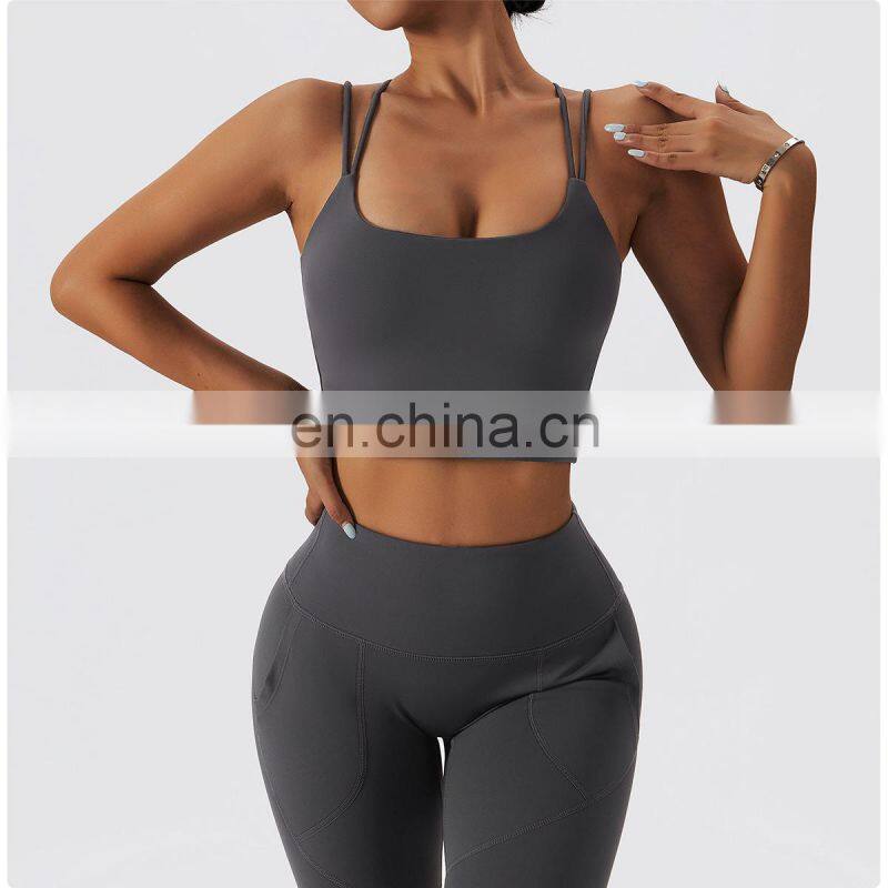 Winter Warm Cross Backless Feminino Fitness Fleece Sports Bras Custom Sling Yoga Crop Tops