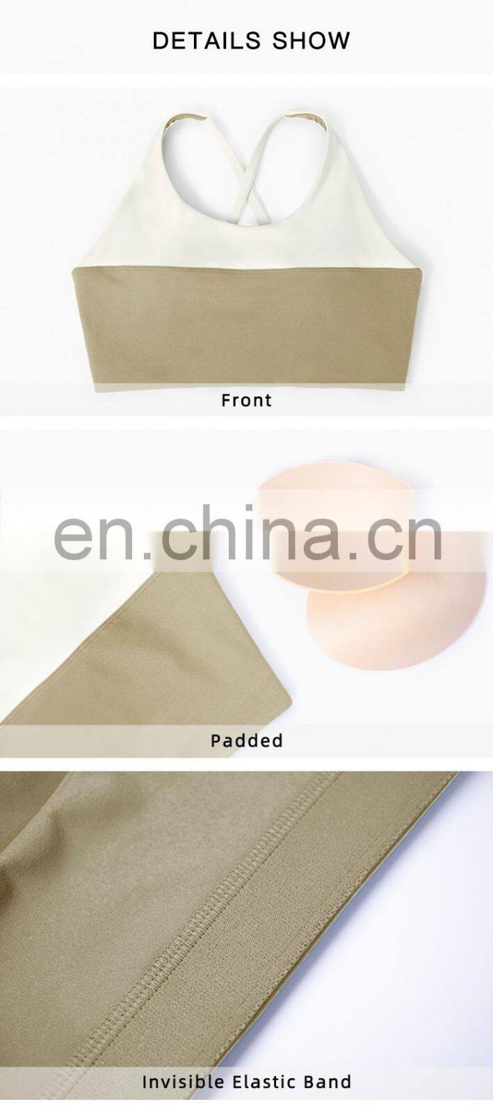 New Style Women Contrast Color Sports Fitness Bras Cross Back Gym Workout Tops