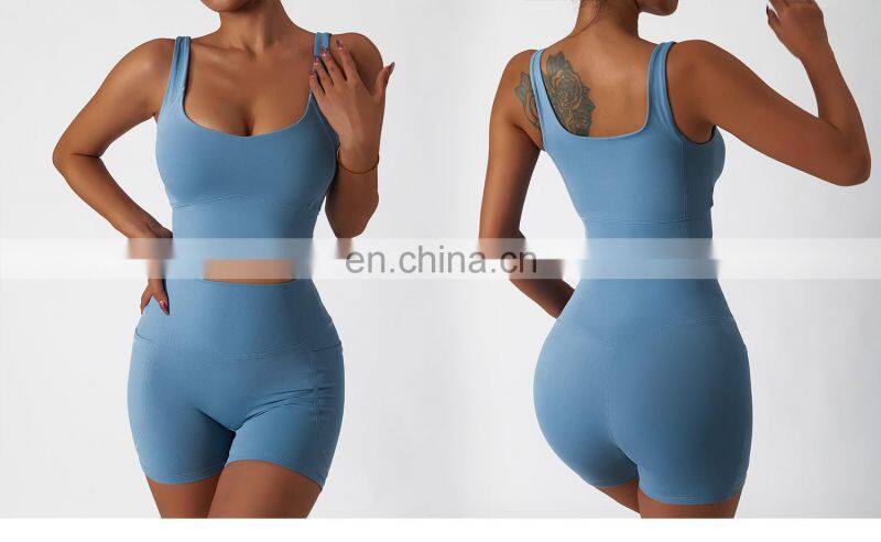 Women High Impact Soft Sports Breathable Bras Wholesale Workout V Cut Hem Yoga Tank Tops