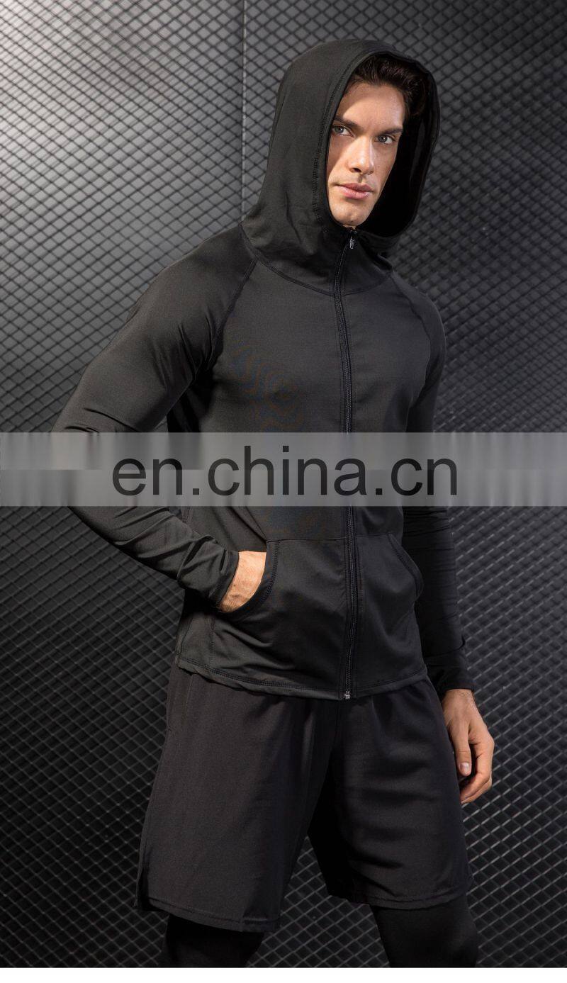 Fitness Running Training Men's Jacket Long Sleeve Zip Casual Hoodie Quick Dry Sport Jacket