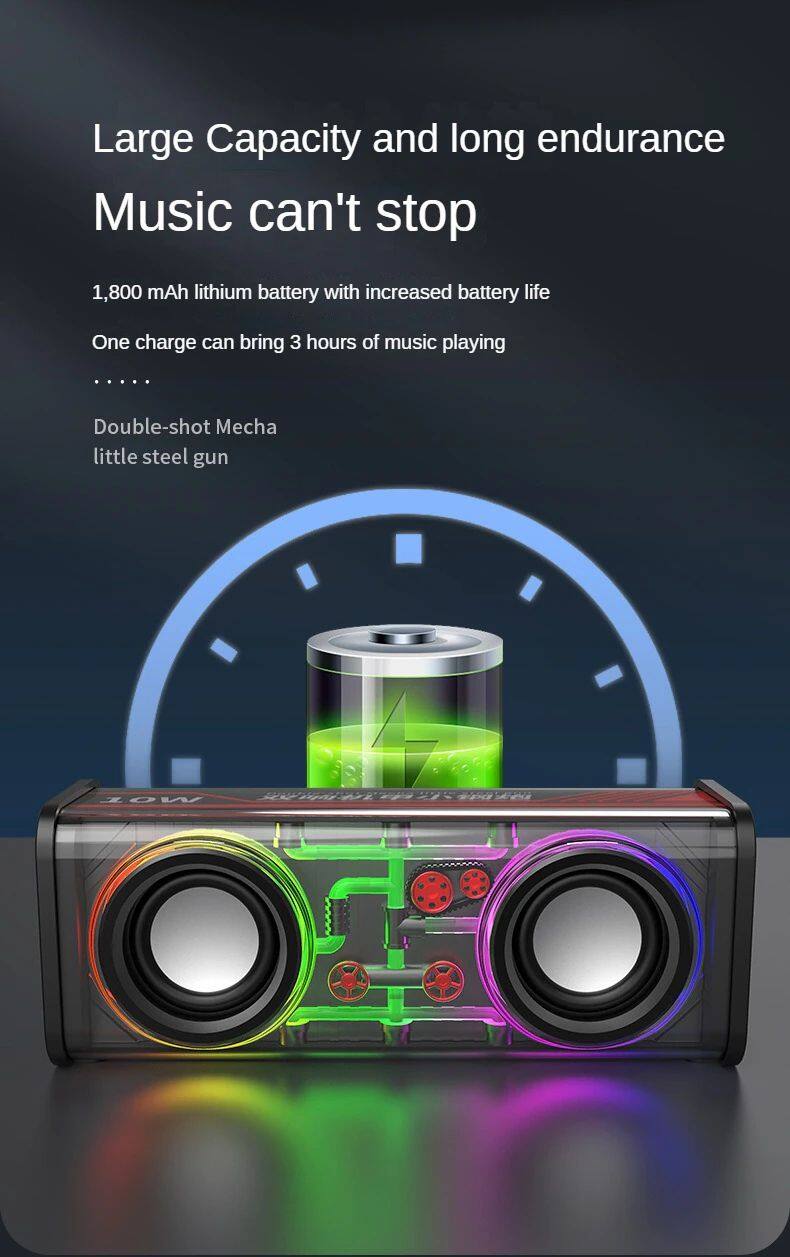 V8  New Arrived LED  Night Light  Multi Transparent Bluetooth Speakers RGB Light Wireless Outdoor Sports Bluetooth Speaker