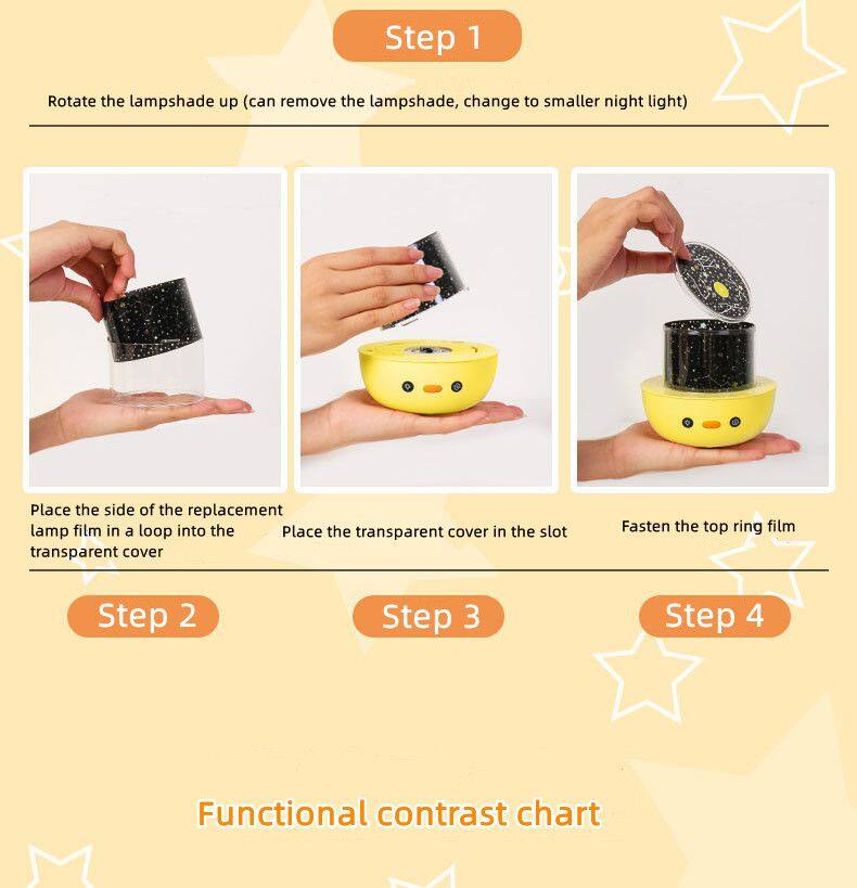 Crown Duck Projection Light LED Dazzling Music Atmosphere Light Romantic USB Rotary Remote Control Starry Night Light