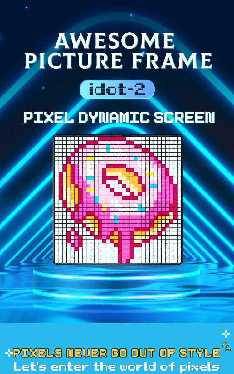 16x16 32x32 64x64 App Control Led Art Pixel Display Picture Frame Digital Pixel Dot Screen Art Display Screen for Desk