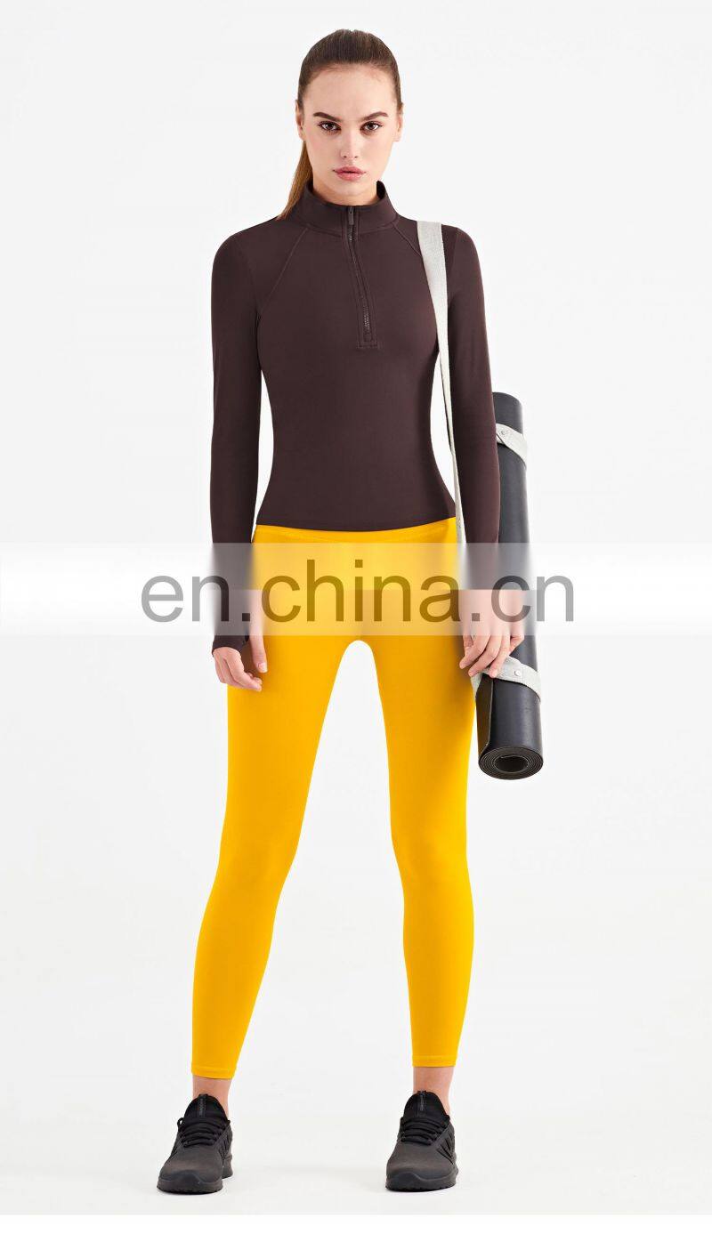 New Arrival Custom Two Piece Women Workout Sets Half Zipper Jacket High Waist Sports Legging