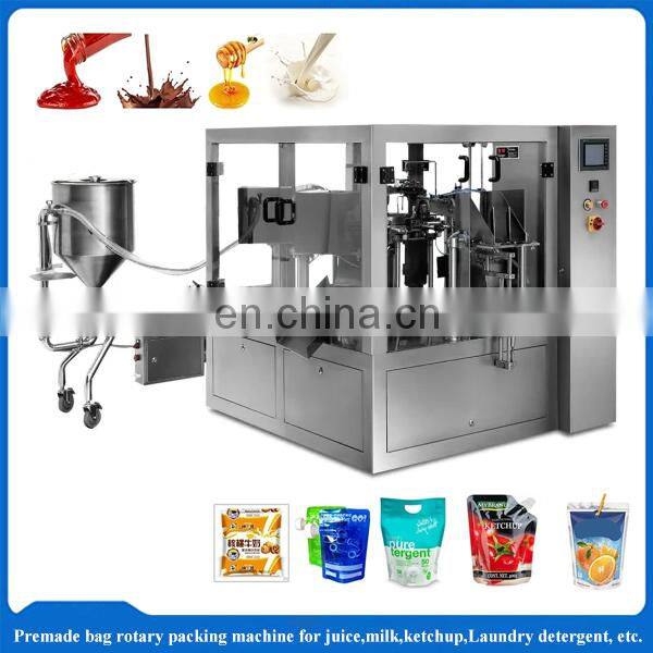 Shanghai factory Stand up doypack spout pouch/sachet/bag filling capping machine for jelly dairy milk drinks juice packing