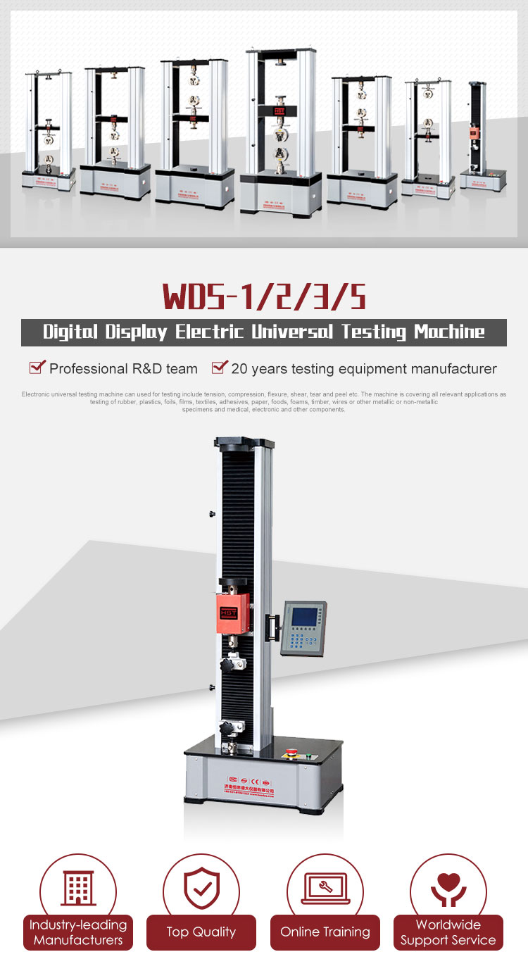 WDS-2 2kn ISO ASTM DIN Standard Plastic Rubber Metal Used Electronic Universal Testing Machine with Deformation Extensometer