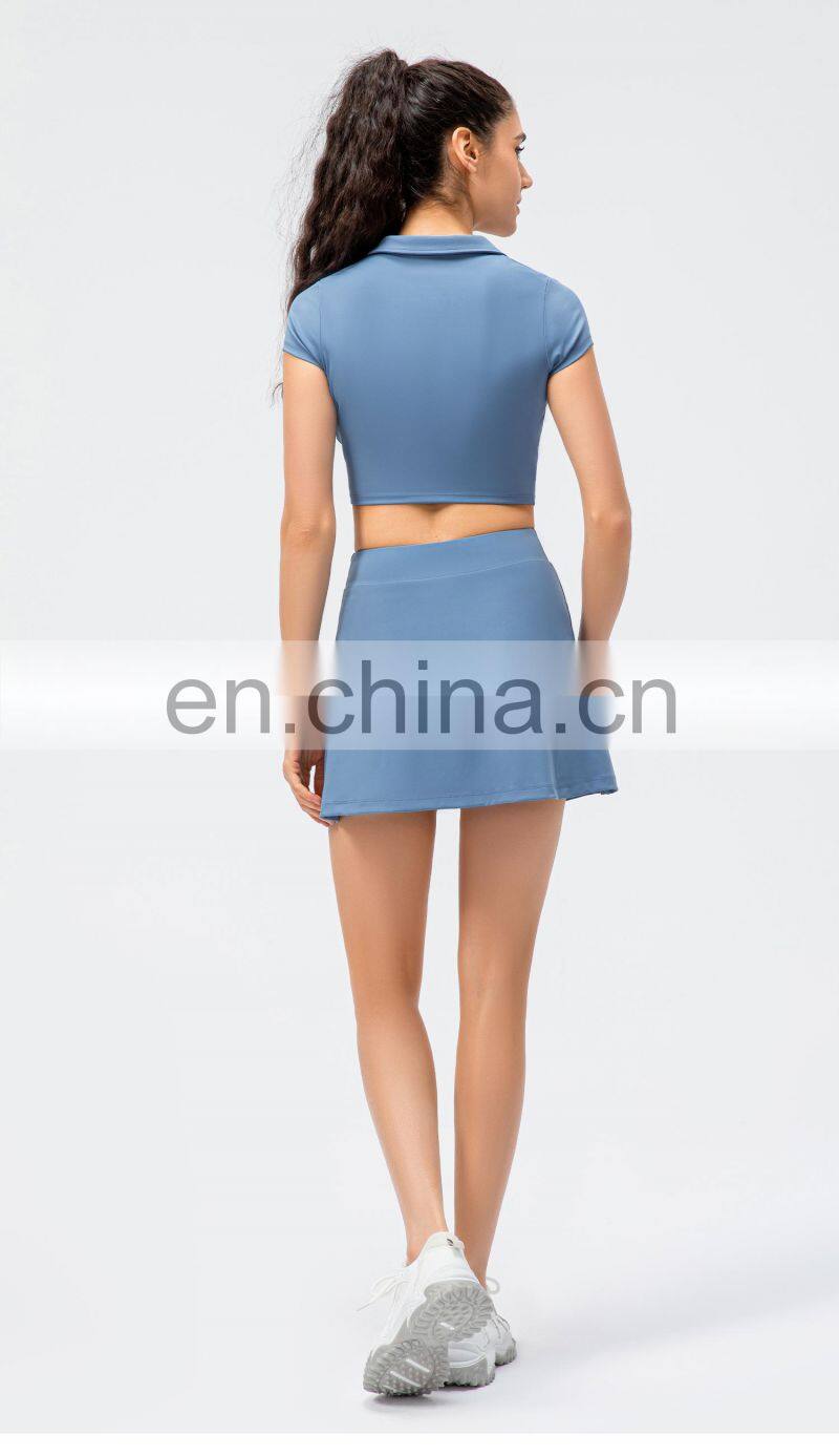Customized Fashion Sports Suit Sports T Shirt Women 2 Piece Outfits Girl's Tennis Skirt