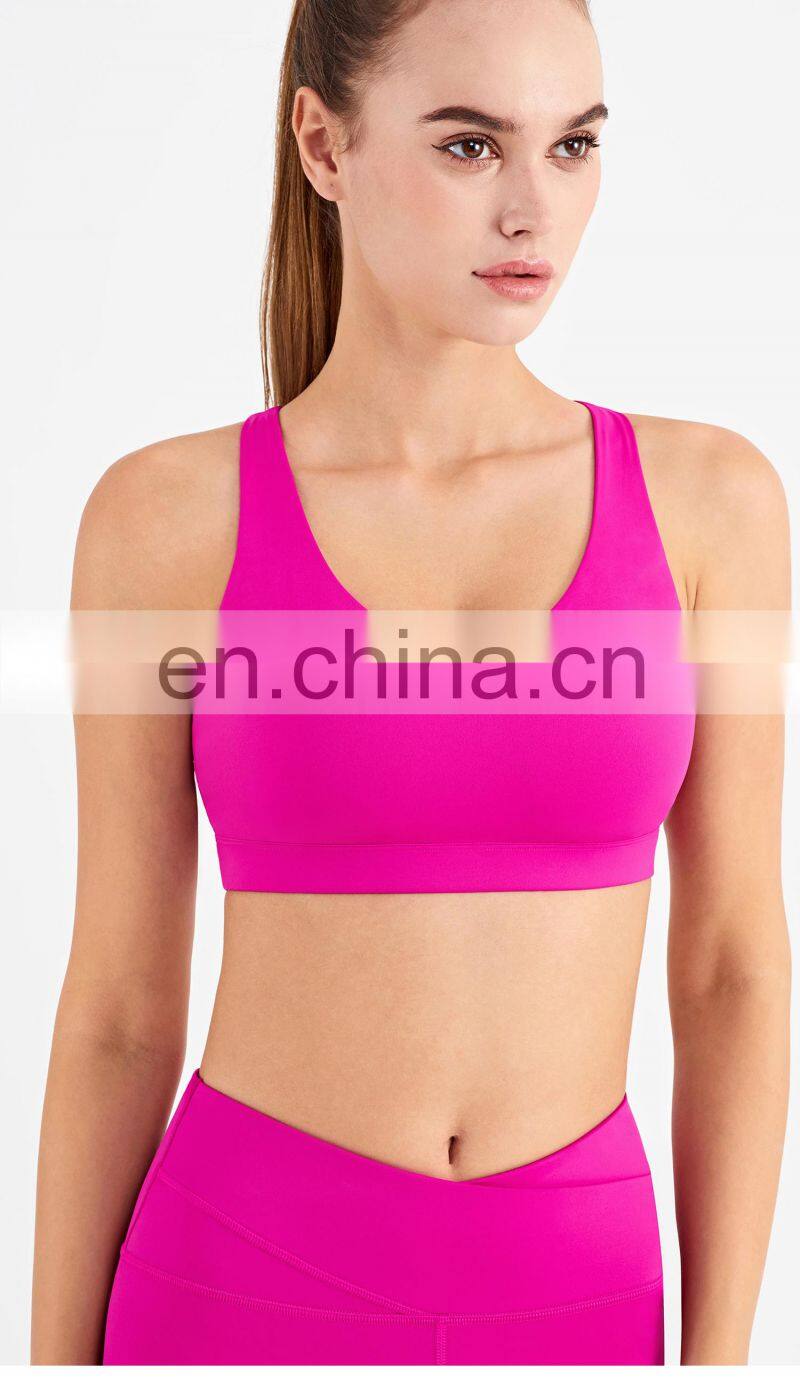 Fashion 2022 New Crossback Style Women Nude Sport Use Fitness Yoga Tops Bra