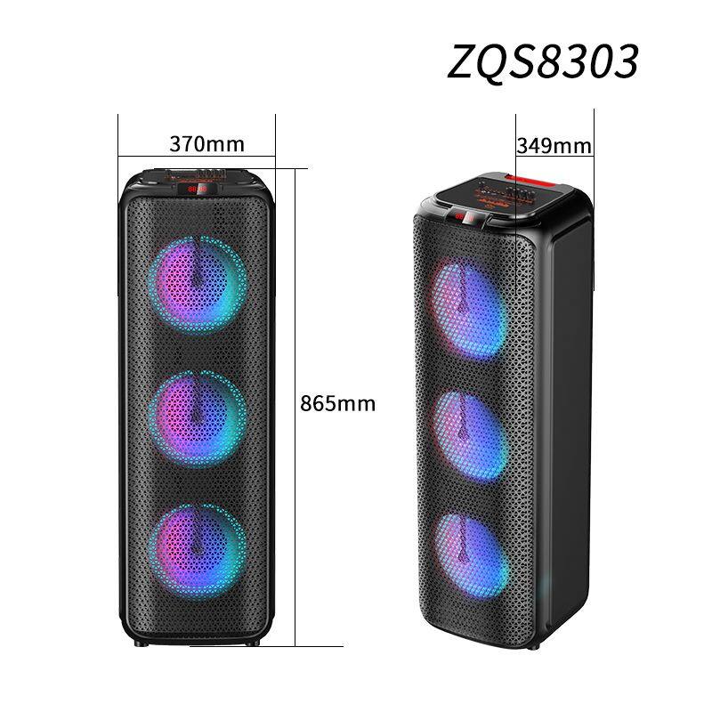ZQS8303 Karaoke subwoofer 40W power 8*3 inch speaker wireless bass sound with mic loudspeaker