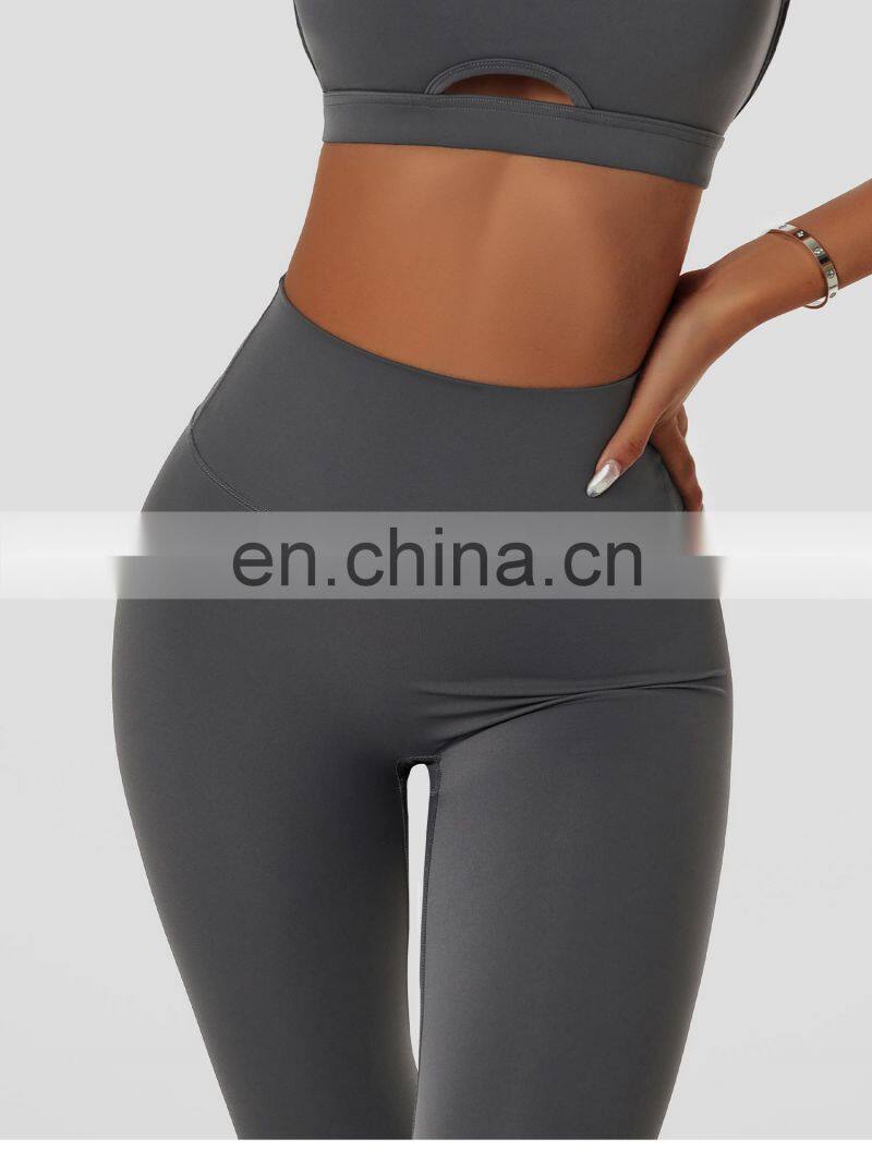 Custom High Waist Yoga Fitness Pants Sexy Peach Hip Sports V Shaped Leggings