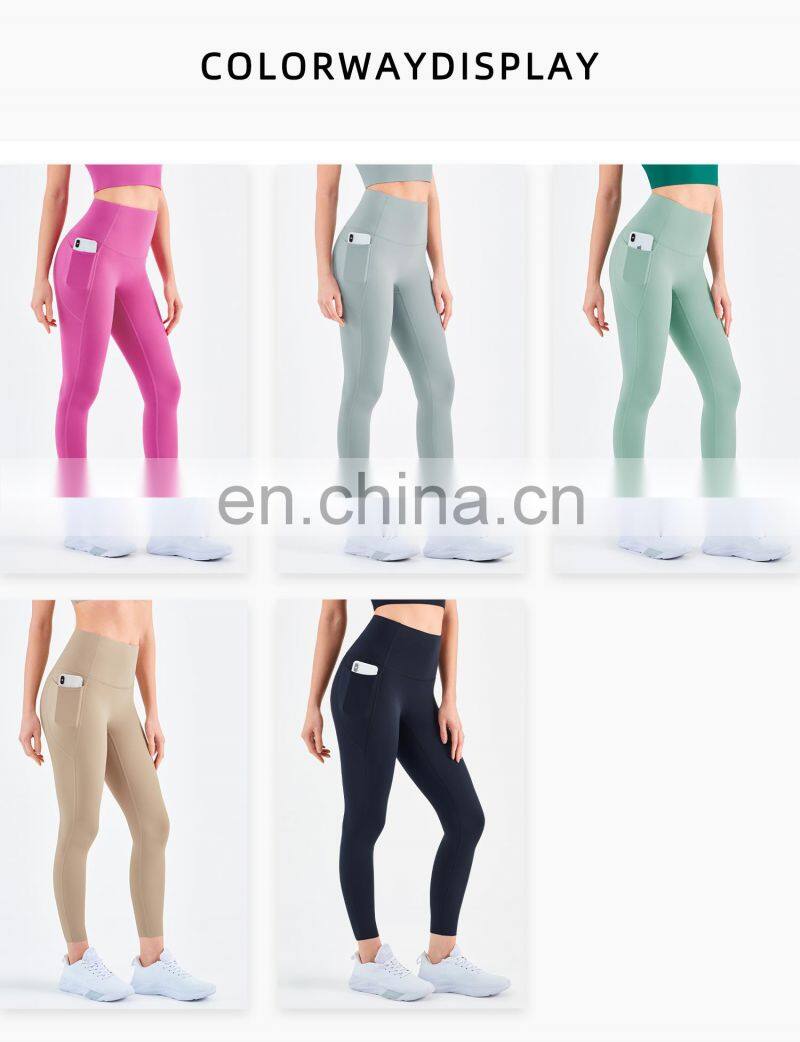 High Waist Yoga Leggings Women Recyclable Custom Gym Sports Pants With Pockets