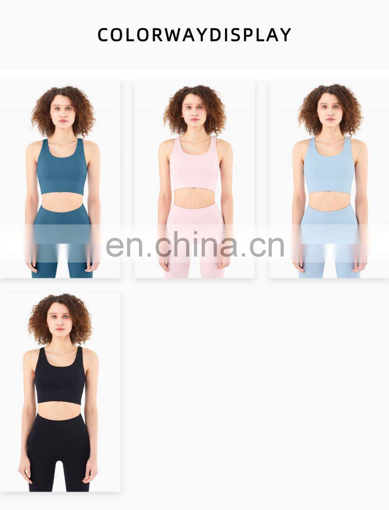 Custom Women High Impact Sports Bras With Racer Back Plus Size Workout V Neck Gym Top