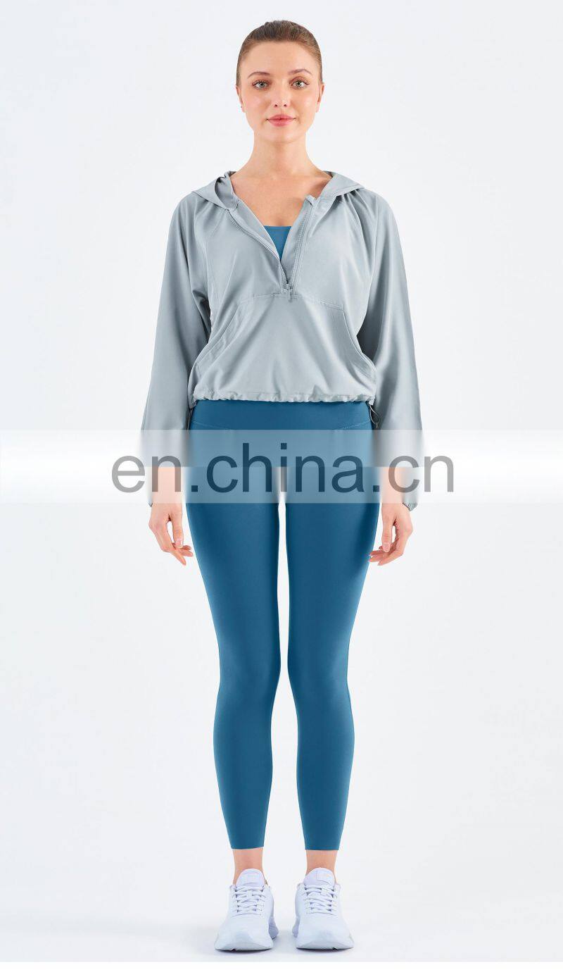 New Drop Women's Jackets Waterproof Sun UV Protection Run Half Zipper Hoodie Yoga Jacket