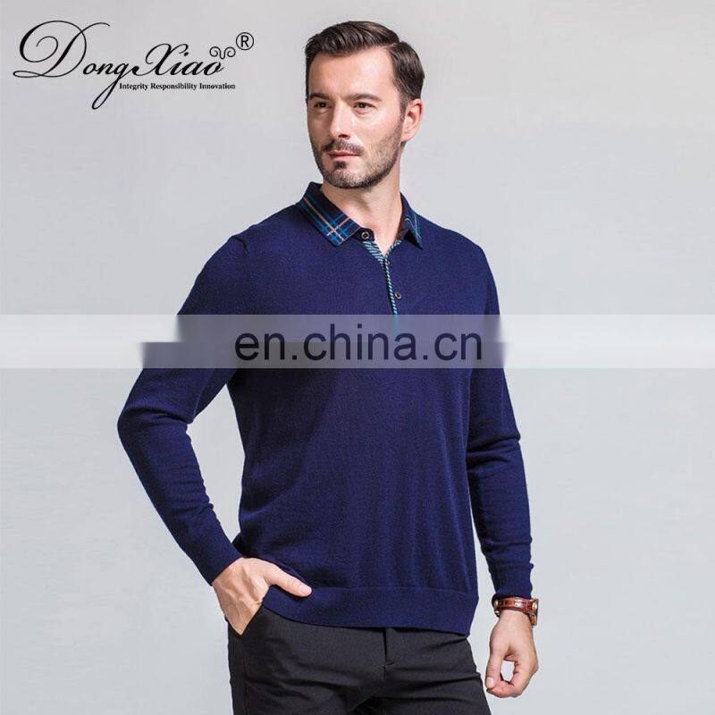 100% Merino Wool Sweater for Men Lightweight Long Sleeve Pullover Winter Knitted T-shirt 16gg