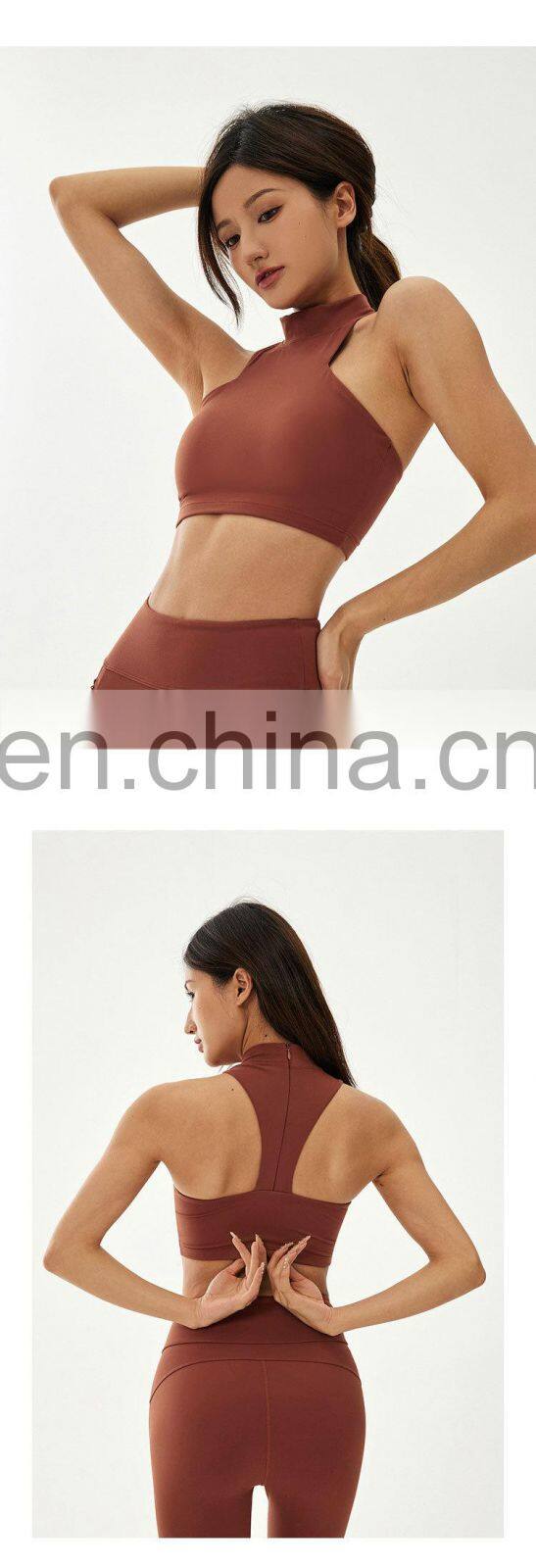 Custom Sexy Adjustable Invisible Zipper Sports Bras Women High Impact Backless Yoga Tops