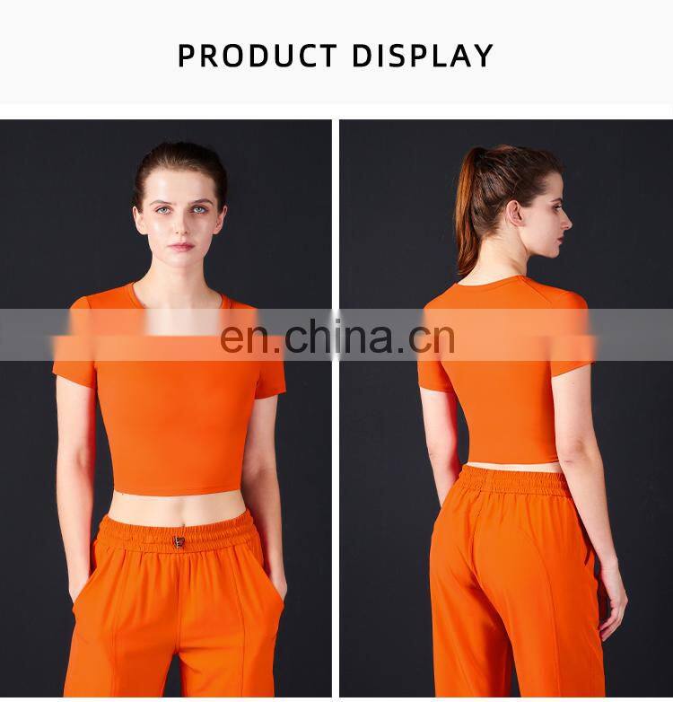Hot Sale Gym Wear Women T Shirts Oem Slim Fit Short Compression Workout Athletic Shirt Tops