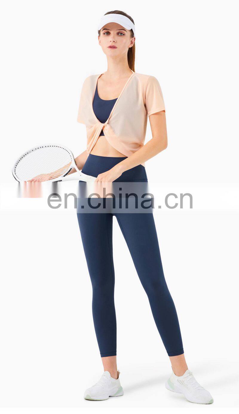 3 Pcs Recyle Women Yoga Set Beauty Back T Shirt Skin Friendly Sports Leggings Suit