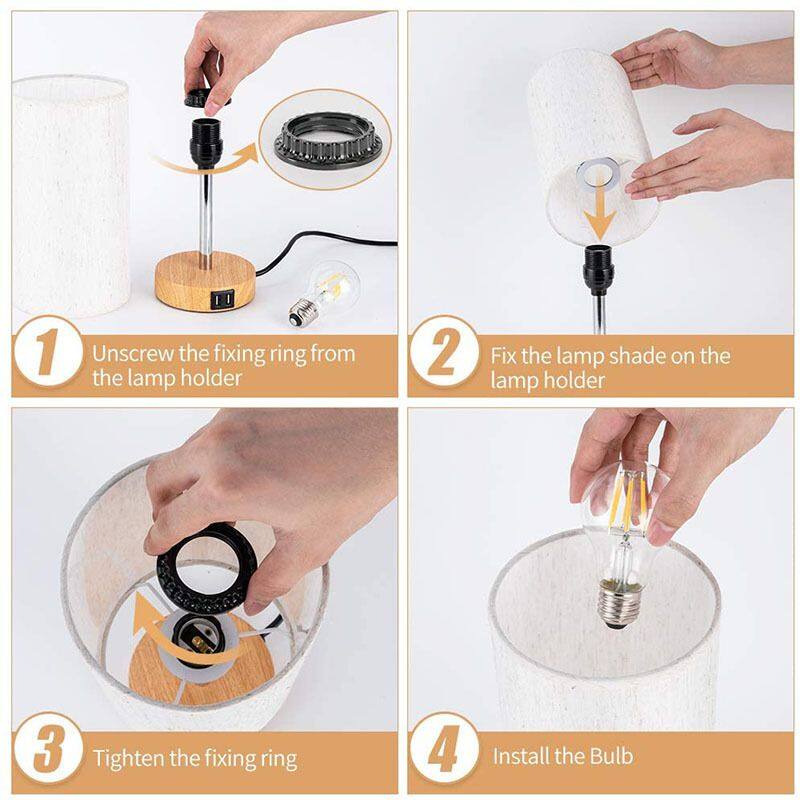 USB Rechargeable Linen Table Lamp