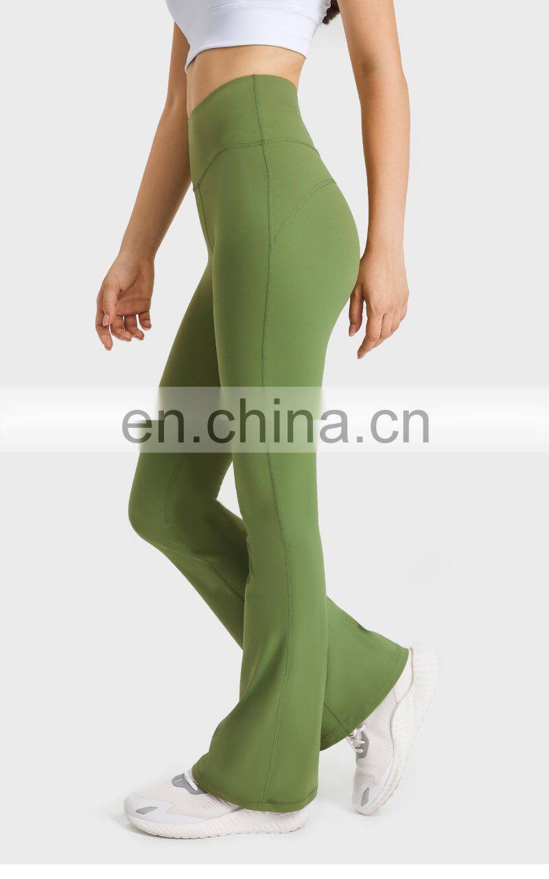 Custom High Waist Flare Running Fitness Pants Scrunch Butt Yoga Breathable Leggings