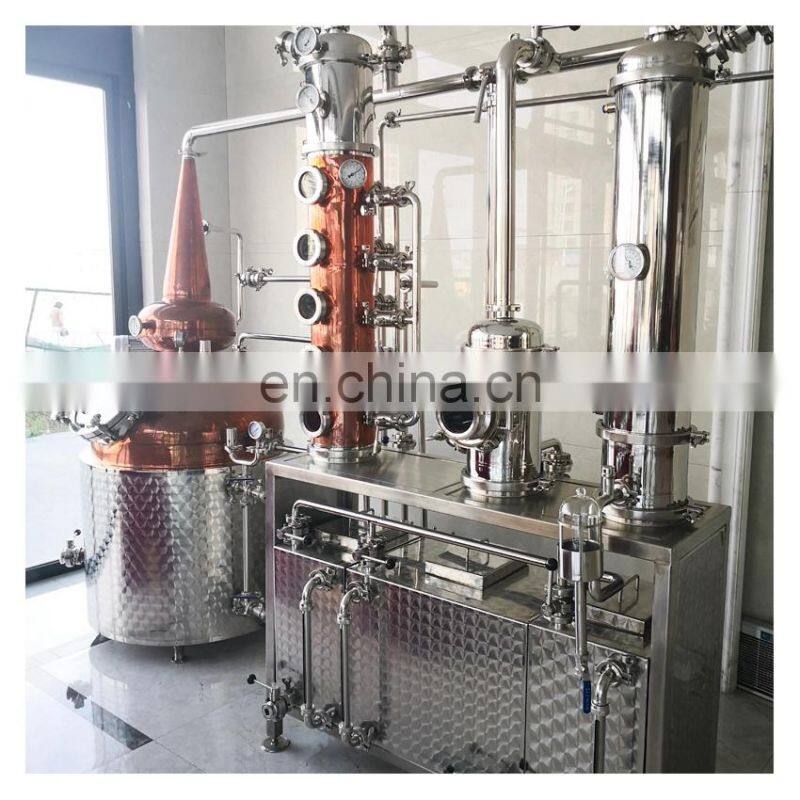 Turnkey Vodka Whiskey Gin Rum Brandy alcohol distillation equipment copper still