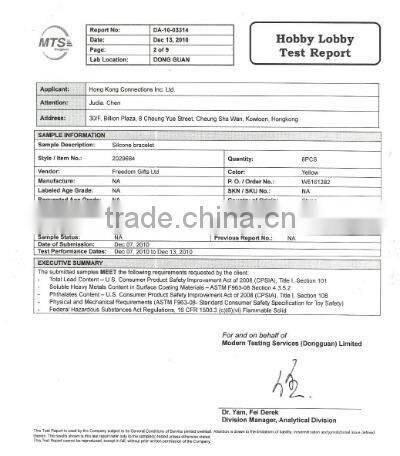 MTS Test Report-Silicone Bracelet