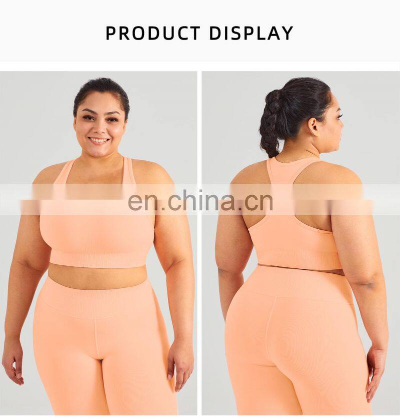 Custom Eco High Impact Seamless Sports Racer Back Gym Sexy Bra Women Plus Size Yoga Top