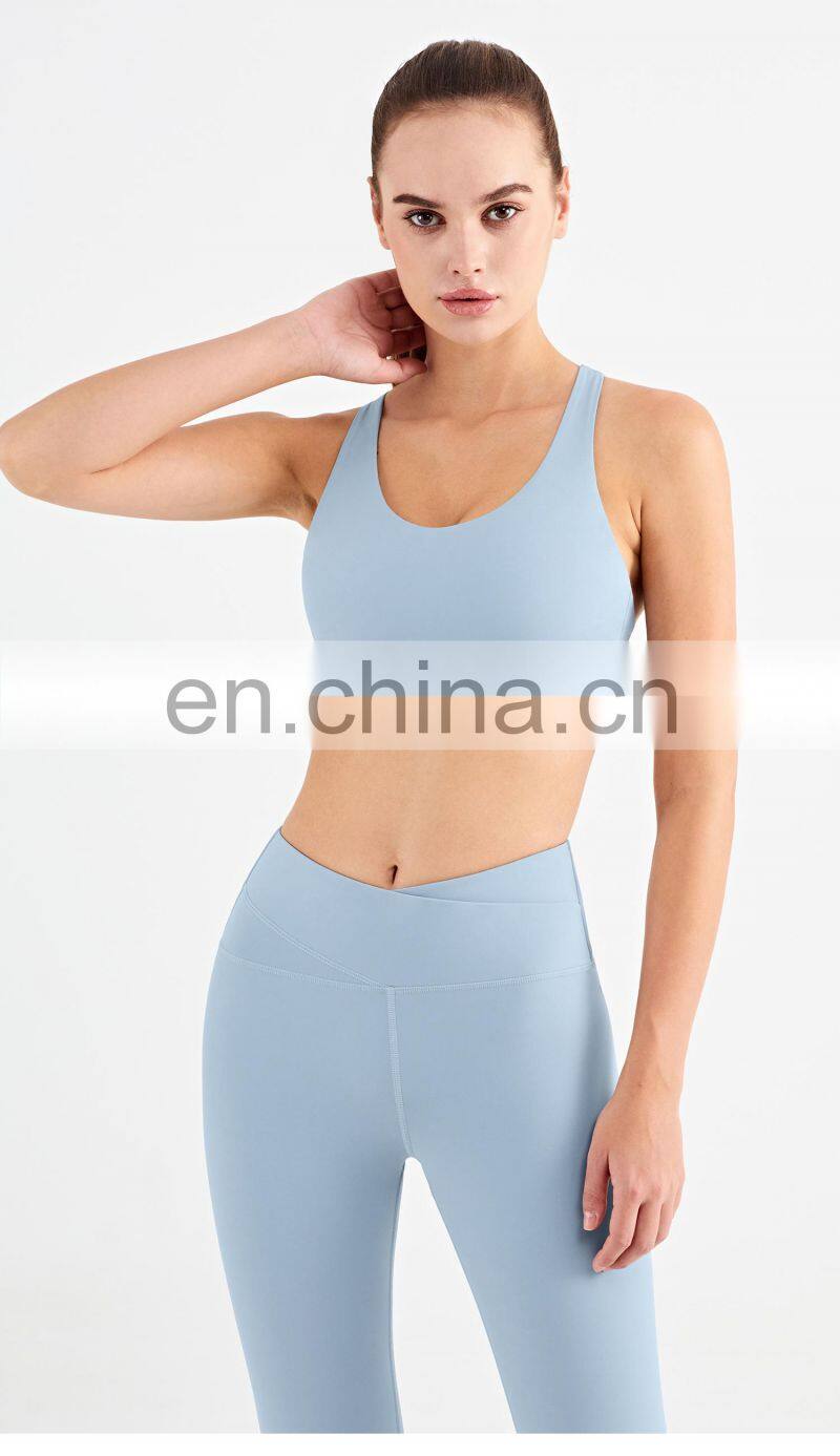 Fashion 2022 New Crossback Style Women Nude Sport Use Fitness Yoga Tops Bra