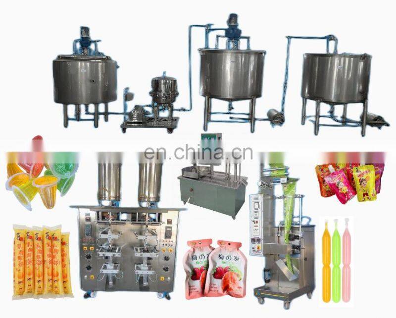 Factory assorted fruit cup packed pudding cup filling sealing packing making machine jelly processing plant production line