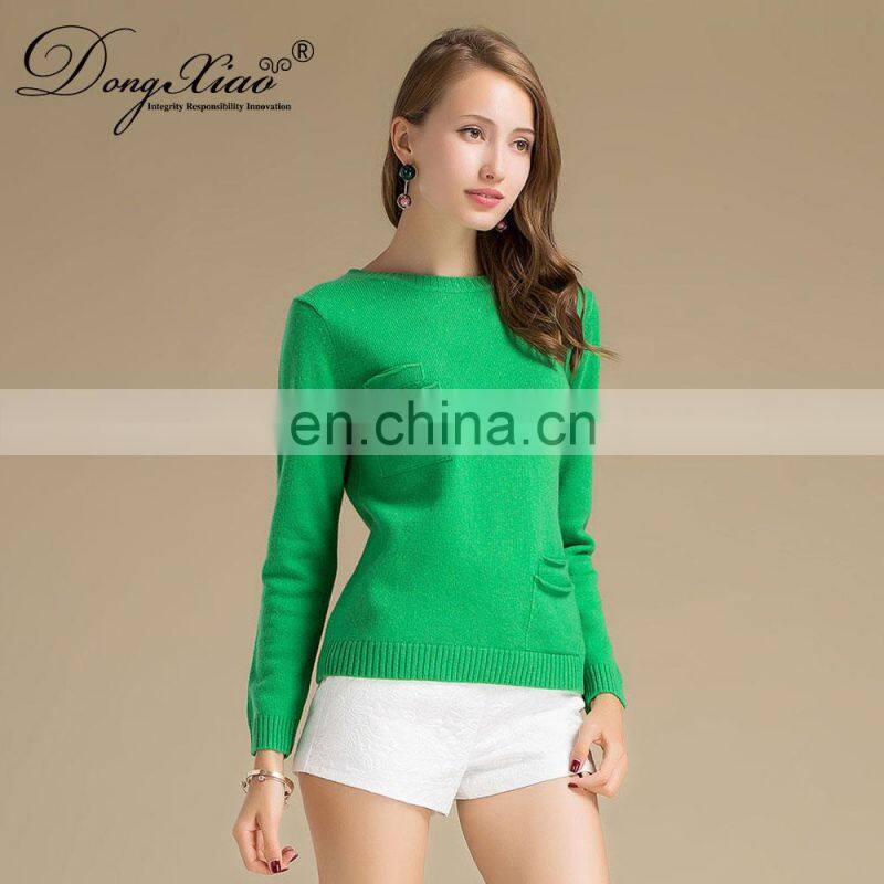 Lady's Thick Winter Crew Neck 7GG Cashmere Sweater Comfortable Women's Clothing