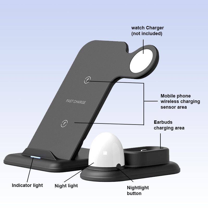 4 in 1  Wireless Charger smart phone watch earphone 15W fast charging power station stand