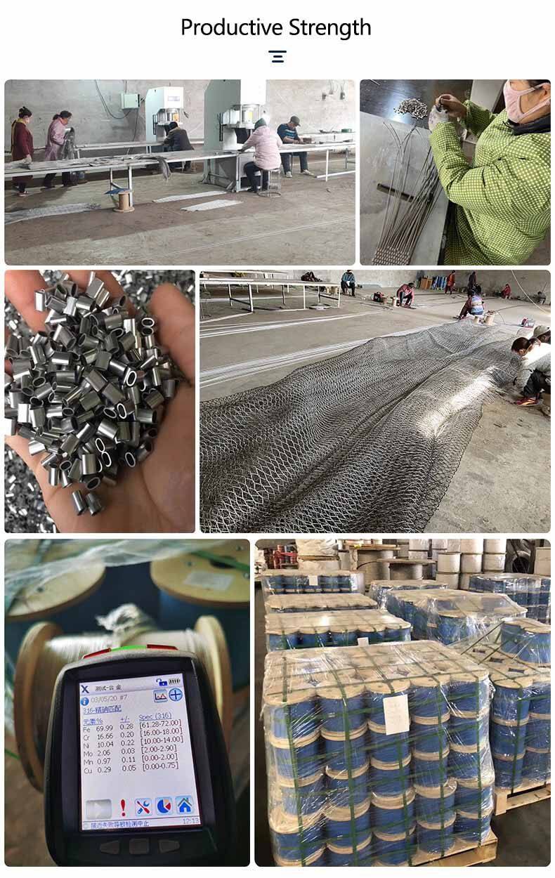 7x7 7x19 Stainless Steel Wire Rope Mesh Net Woven Plain Weave for Cage Fence Customized Customizable Longen Durable,long-lived