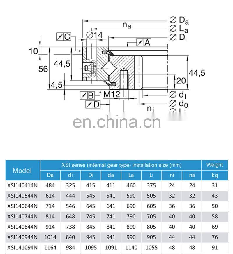 Automatic Precision Turntable Slewing Ring High Quality Cross Roller XSA-140544N