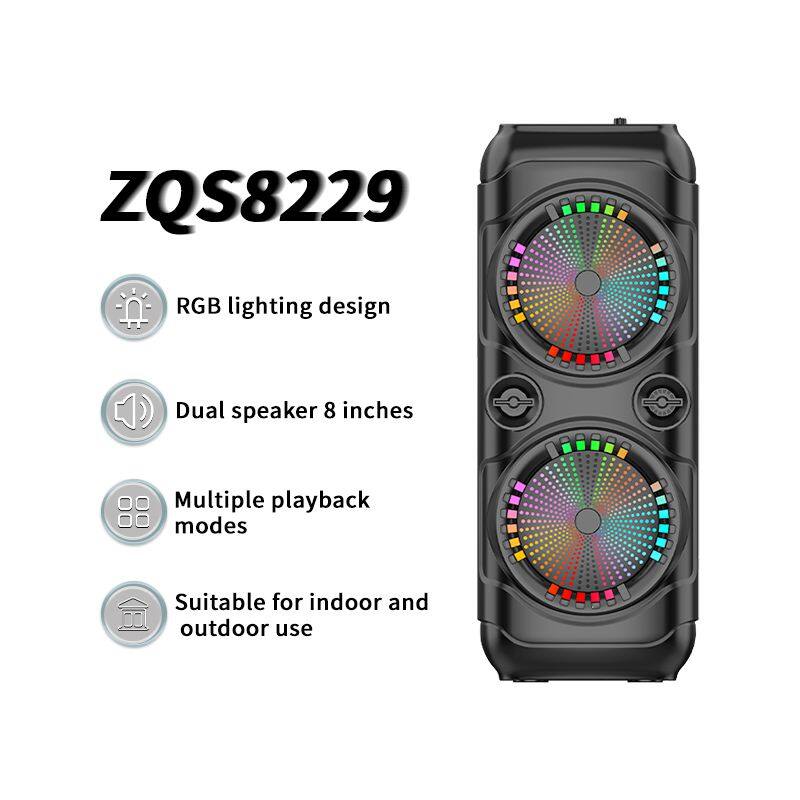 ZQS8229 wholesale subwoofer 30W power dual 8 inch speaker wireless bass sound party speaker