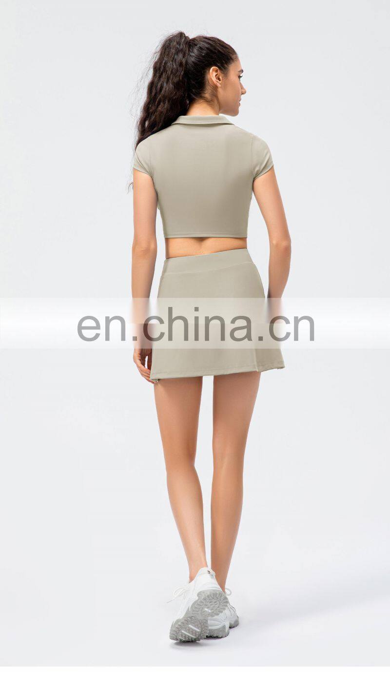 Customized Fashion Sports Suit Sports T Shirt Women 2 Piece Outfits Girl's Tennis Skirt