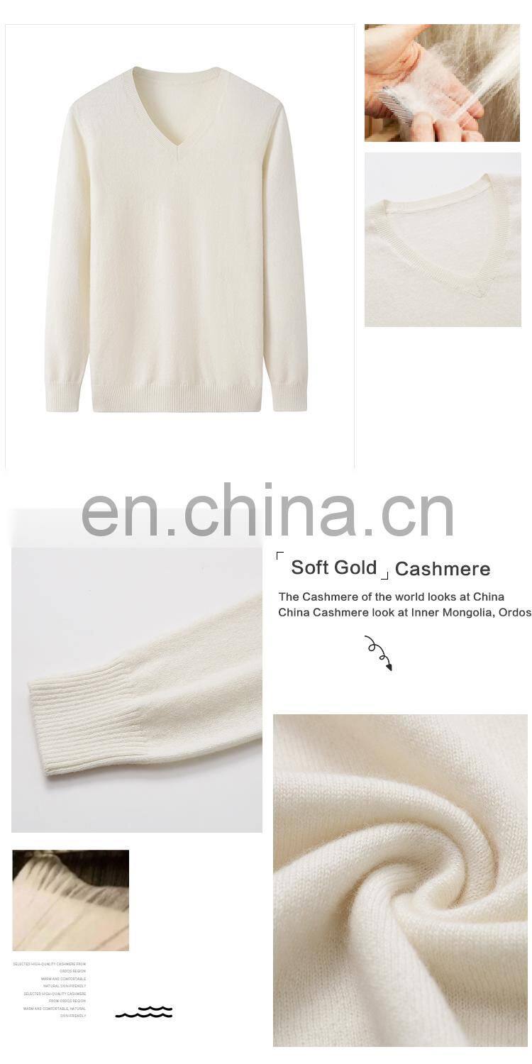 Factory Wholesale Custom Women's V-Neck Knitted Cashmere Pullover 100% Pure Cashmere Solid Casual Winter Collection