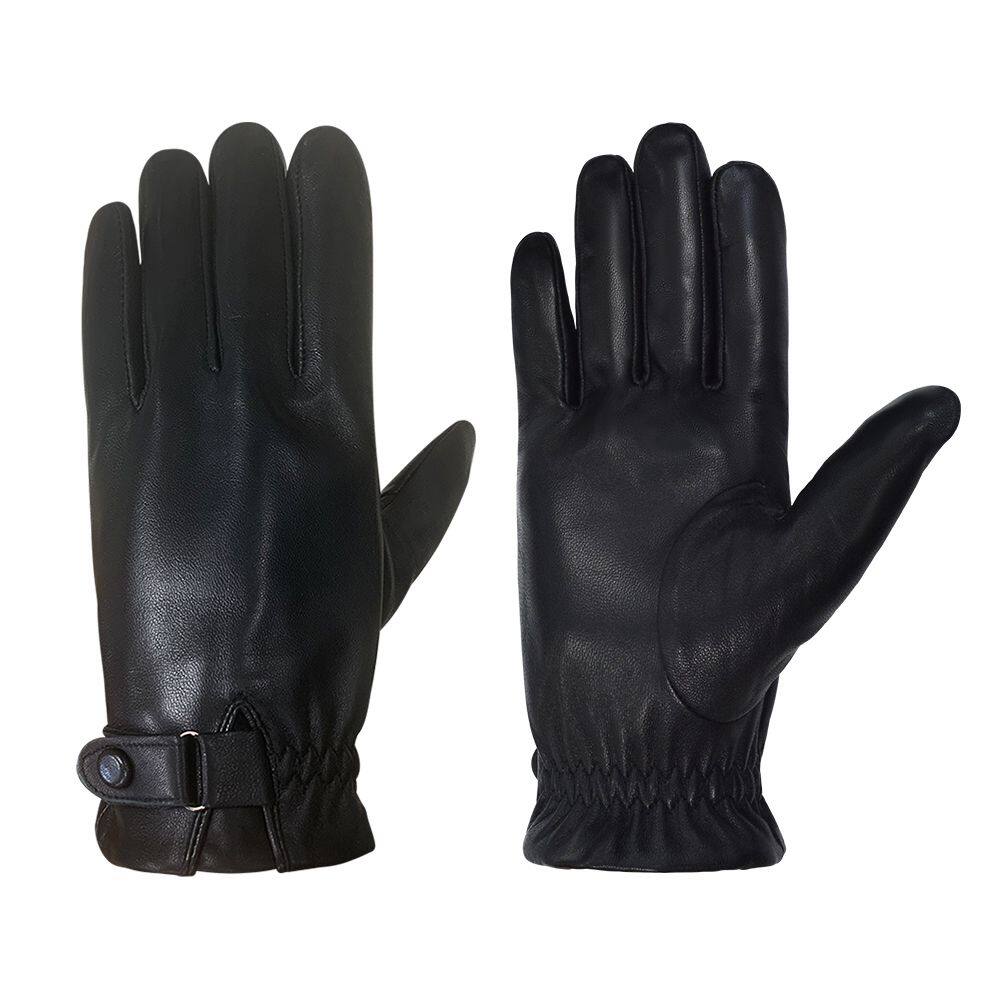 男士皮扣褶皱手套1