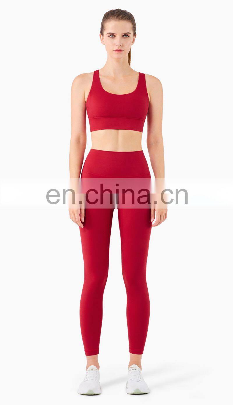 Spot Stock Christmas Red Two Pcs Yoga Set OEM Women Workout Sets