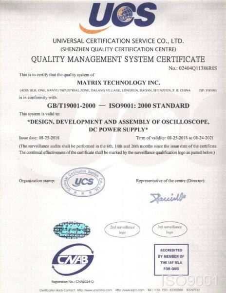 Quality Management System Certificate