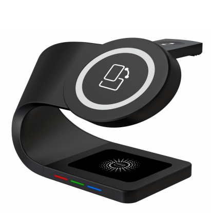 Portable 3-in-1 Folding Wireless Charger Phone Earphone Smart Watch PC Material Multi-Function US Power Bank Alternative