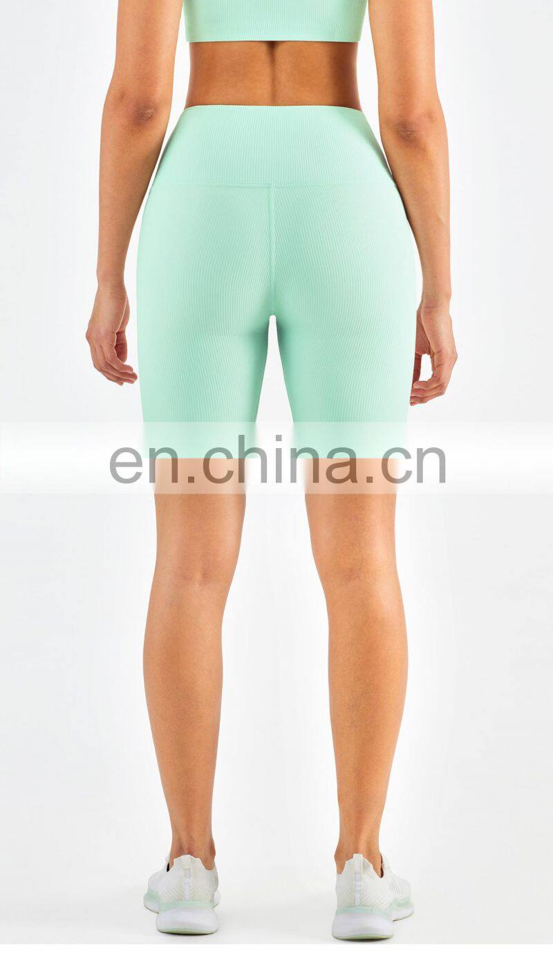 OEM Service Sportswear Women's Rib Short Fitness Gym Yoga Short Without T Line