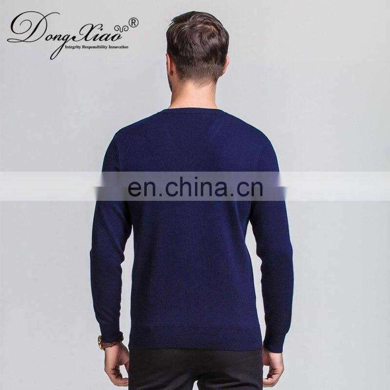 Worsted Knitwear Machine Fashion 16gg Solid Merino Wool Jumper Sweater Plus Size V-Neck Collar