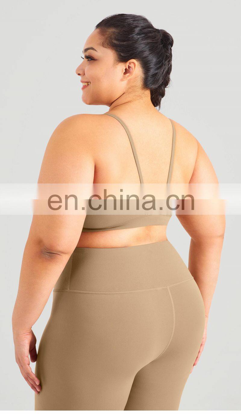 Hot Sale V Back Nude Sport Yoga Bra Sexy Woman Eco Gym Figym Fitness Top